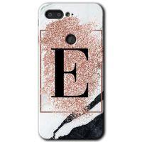 Potkal Hediye Fabrikası General Mobile GM 9 Pro Kılıf HD Desen Baskılı Arka Kapak - Pembe Mermer Desenli E Harfi