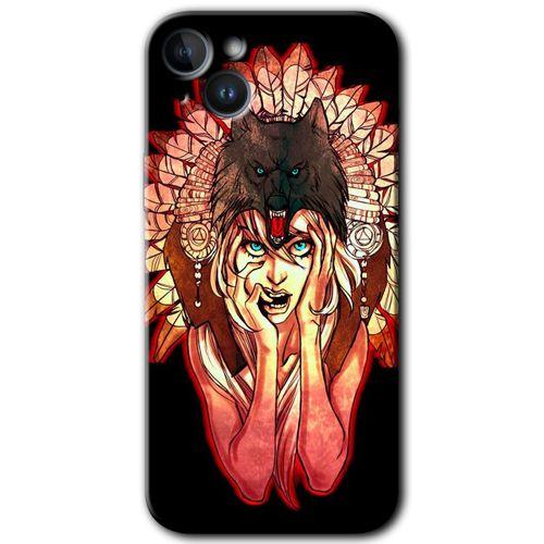 Potkal Hediye Fabrikası iPhone 14 Kılıf HD Desen Baskılı Arka Kapak - Kurt Kız