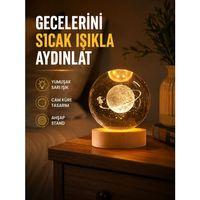Ahşap Standlı Sarı Işıklı Dekoratif Küre Kız Figürü Tasarım