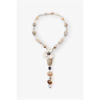 Taşlı Çiçek Kolye - Altın