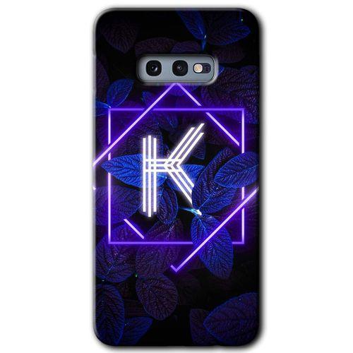 MRCİLETİSİM Samsung Galaxy S10e Kılıf Baskılı Kapak - Dark Neon Yaprak K Harfi + 5D Tam Kaplayan Cam