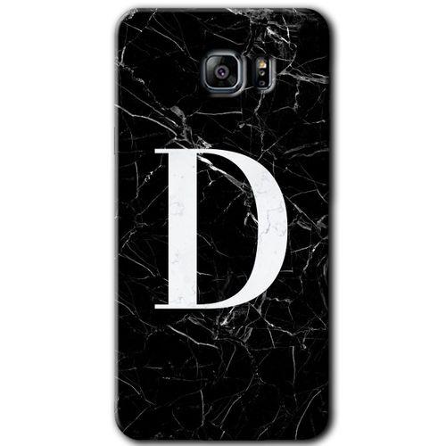 Samsung Galaxy Note 5 HD Baskılı Kılıf + 9D Tam Ekran Koruyucu - Siyah Mermer Desenli D Harfi
