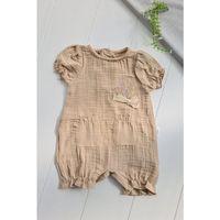 Müslin Kumaş Çiçek Nakışlı Pamuklu Kız Bebek Tulum