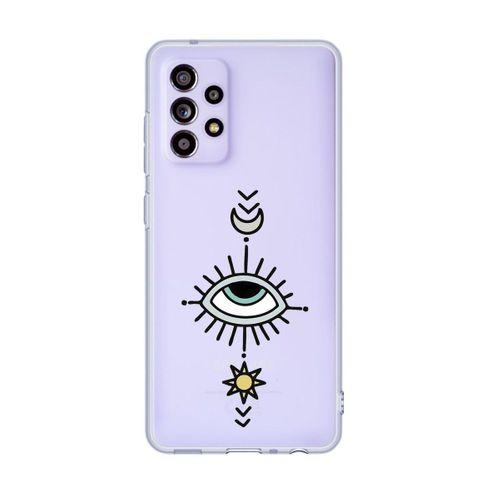 Galaxy A73 5G Uyumlu Nazar Göz Desenli Premium Şeffaf Silikonlu Telefon Kılıfı