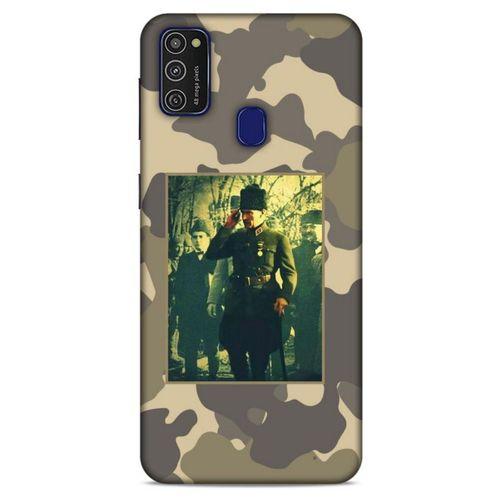 Samsung Galaxy M21 Kılıf Atatürk (14) Lansman Kılıf Kamuflaj Krem