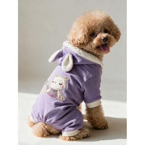 Bibelot Lavender Polar Köpek Tulumu | Yumuşacık ve Sıcacık Bunny Kulaklı Tulum