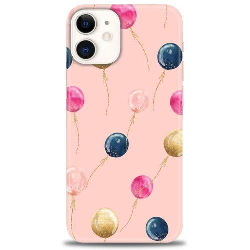 iPhone 12 Kılıf HD Baskılı Kılıf - Uçan Balonlar + Tam Ekran Koruyucu