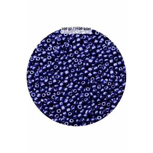 Lacivert Renk 4 mm Yaklaşık 1100 adet / 100 gram Cam Boncuk Oya Yazma Bileklik ve Kolye