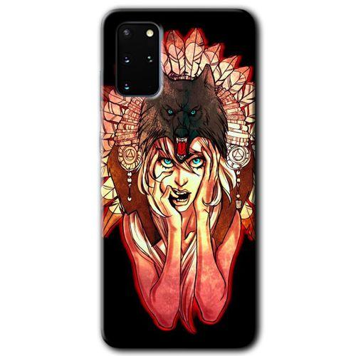 MRCİLETİSİM MRCİLETİSİM Samsung Galaxy S20 Plus Kılıf HD Desen Baskılı Arka Kapak + Temperli Cam - Kurt Kız