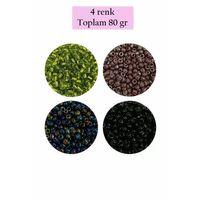 Dökme Cam Kum Boncuk (8/0) 3 mm - 4 Renk - Toplam 80 Gram - BNC422