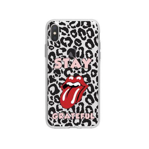 iPhone Xs Max Stay Grateful Desenli Premium Şeffaf Silikon Kılıf