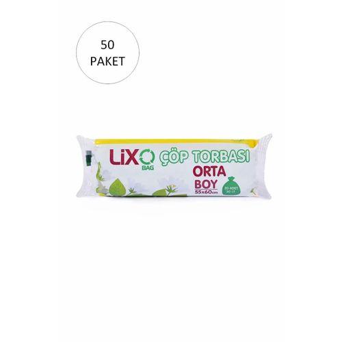Orta Boy Çöp Torbası 55 x 60 cm 20 Li Rulo x 50 Paket = 1.000 Adet (Mavi)
