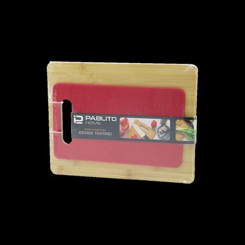 Bambu ve Plastik Kesme Tahtası 2'li Set (22x28 & 15x25 cm)
