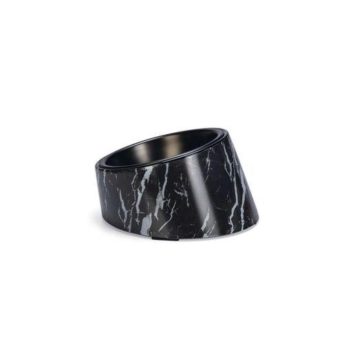 Beeztees DBL Kedi Mama Su Kabı, Paslanmaz Çelik, Siyah Mermer Görünümlü, 14,5x3,3x7,6cm, 160ml