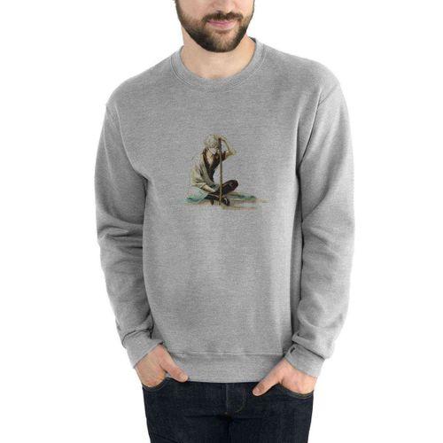 Anime Gintama Gintoki Baskılı Gri Erkek Sweatshirt