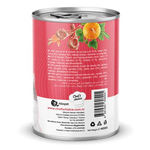 Chefs Choice Yetişkin Kediler İçin, Tahılsız, Hipoalerjenik, Kuzu Etli, Balkabaklı, Bezelyeli Ve Havuçlu Ezme 12x400 gr