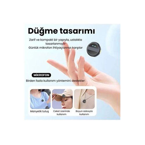 2 Adet Profesyonel Kablosuz Yaka Mikrofonu Typce Uyumlu Manyetik Klipsli