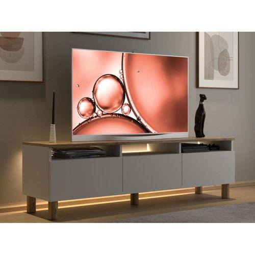 Nora Bohem Ledli Tv Ünitesi 160 Cm 3 Kapaklı 3 Raflı Dolaplı Atlantik Çam / Beyaz