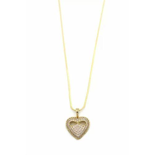 Sonsuz Aşk Taşlı Kalp Kolye - 14K Altın