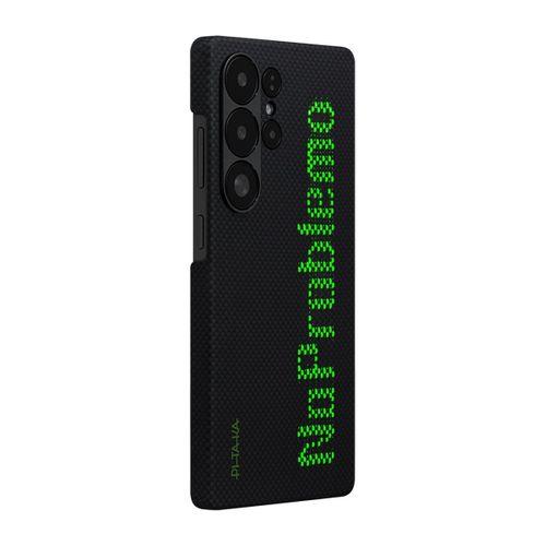 Galaxy S25 Ultra Kılıf  M-safe Şarj Özellikli Lumintex Teknolojili Fosforlu Aramid Fiber Pitaka Tactile Woven Aries Serisi Kapak