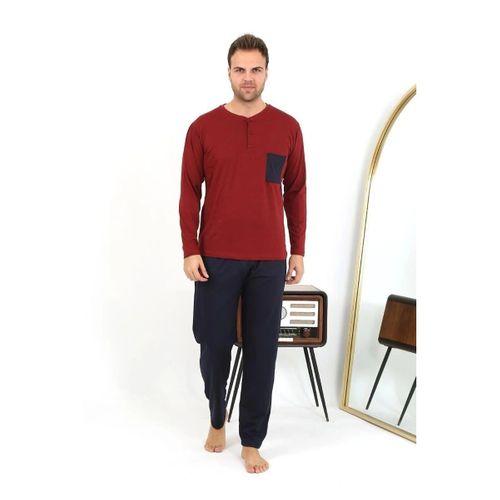 Erkek Uzun Kol Penye Bordo Pijama Takımı