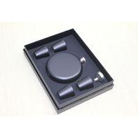 4 Shot Bardaklı Matara Seti Yuvarlak Siyah