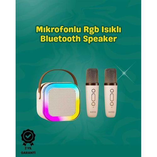 İki Mikrofonlu Renkli Led Işıklı Karaoke Cihazı