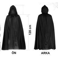 Siyah Uzun Pelerin 120 cm Kapüşonlu – Cosplay ve Parti Kostümü
