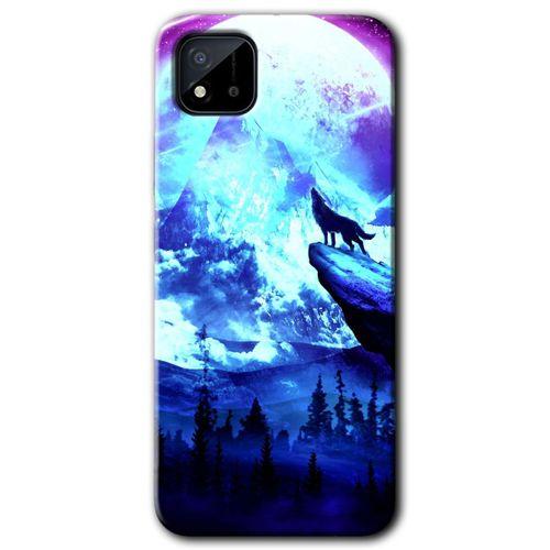 Realme C11 Kılıf HD Desen Baskılı Arka Kapak + Temperli Cam - Mega Kurt