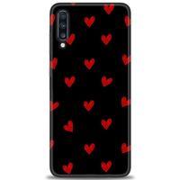 Samsung Galaxy A70 Kılıf HD Baskılı Kılıf - Kırmızı Kalpler + Tam Ekran Koruyucu