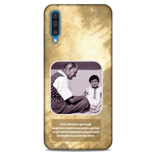 Samsung Galaxy A30s Kılıf Atatürk (2) Kabı Gold
