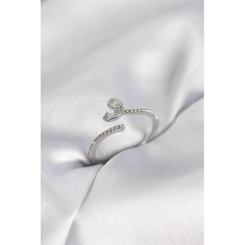 Gümüş Renk Pirinç Kuyruklu Kalp Model Kadın Yüzük