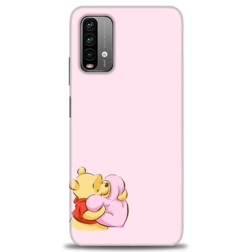 Xiaomi Redmi Note 9 4G Kılıf HD Baskılı Kılıf - Winnie the Pooh Kalpli + Tam Ekran Koruyucu
