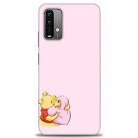 Xiaomi Redmi Note 9 4G Kılıf HD Baskılı Kılıf - Winnie the Pooh Kalpli + Tam Ekran Koruyucu