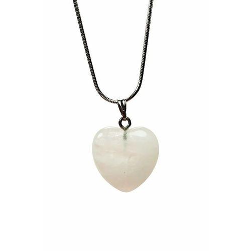 Pembe Kuvars Doğal Taşı Zincirli El Yapımı Kolye Uç: 2 cm Zincir: 20 cm Kutulu