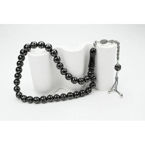 Oltu Taşı  Küre Çember Yön İşlemeli Tespih