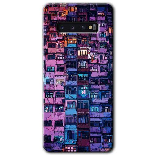 Samsung Galaxy S10 HD Baskılı Kılıf + 9D Tam Ekran Koruyucu - Şehir Görünümü
