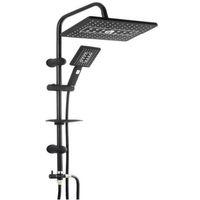 Lüks Robot Duş Seti Mat Siyah Dikdörtgen | Çok Fonksiyonlu Yağmur Robot Duş Sistemi Siyah