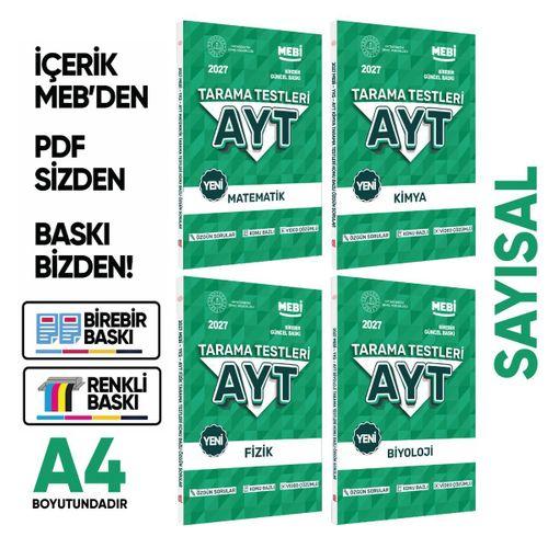 2027 YKS-AYT MEBİ-OGM 4lü Özgün Tarama Sayısal (SAY) Test Kitabı SETİ A4 Boyut BASKI ÜCRETİ