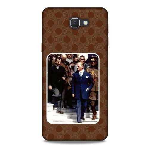 Samsung Galaxy J7 Prime Kılıf Atatürk (23) Ultra Koruma Kılıfı Kahve Yuvarlak