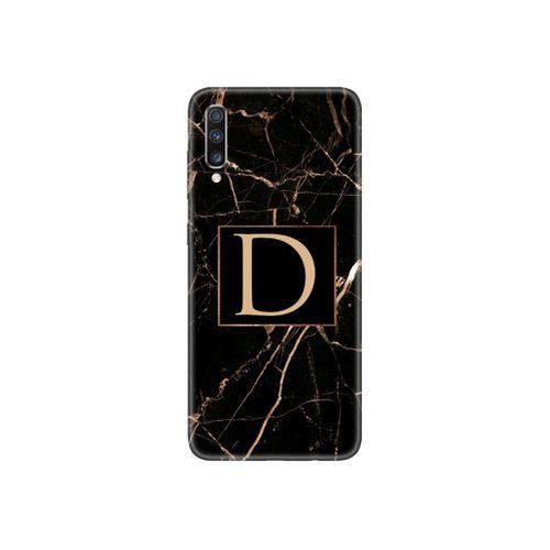 Samsung A70 Siyah Mermer Desen D Harfli Telefon Kılıfı