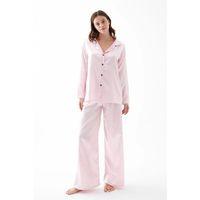 Kadın Pembe Oversize Saten Pijama Takımı – Rahat Kesim Şık Ev Giyim Seti