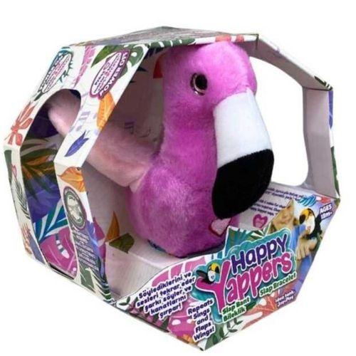 Peluş Ses Tekrarlı Hayvan Bileklik Aksesuar - Pembe Flamingo