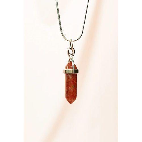 Jasper Doğal Taşı Zincirli El Yapımı Tasarımlı Kolye Uç: 3,5 cm Zincir: 20 cm Kutulu