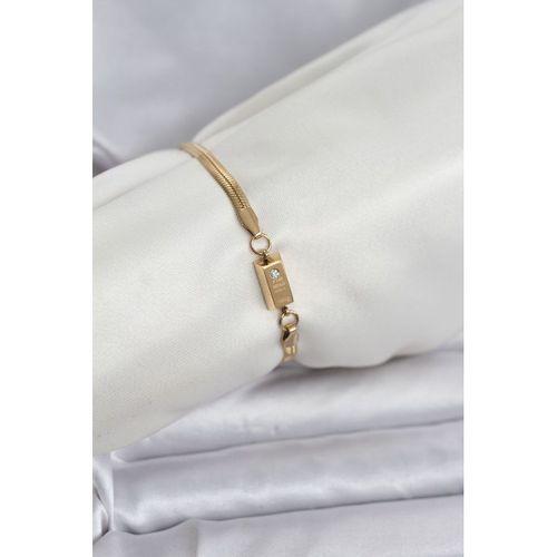 316L Çelik Gold Renk Külçe Altın Model Kadın Bileklik