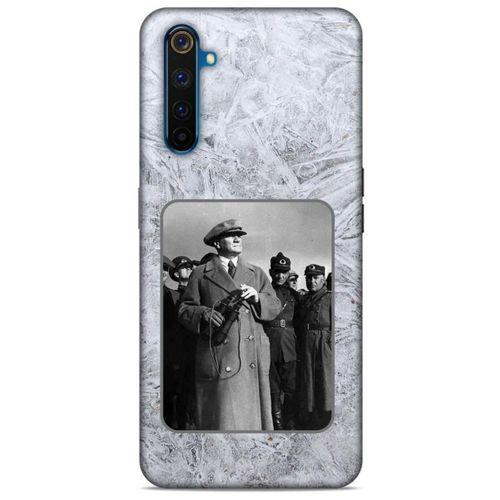 Oppo Realme 6 Pro Kılıf Atatürk (33) Hybrid Kılıf Beyaz Tüyler