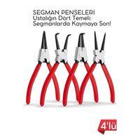 Profesyonel 4'lü Segman Pensesi Seti | 18 cm | İç Dış Eğri Düz Uçlu Yaylı Pense Takımı