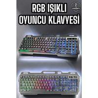 Led Işıklı Klavye Usb Girişli Rgb Işıklı Q Klavye Mouse Hediyeli