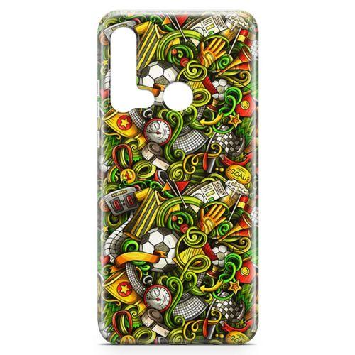 Huawei P20 Lite 2019 Kılıf Futbolcu Doodle Arka Kapak Koruma Desenli Full Koruyucu