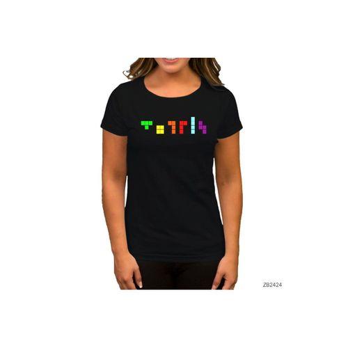 Tetris Symbol Siyah Kadın Tişört